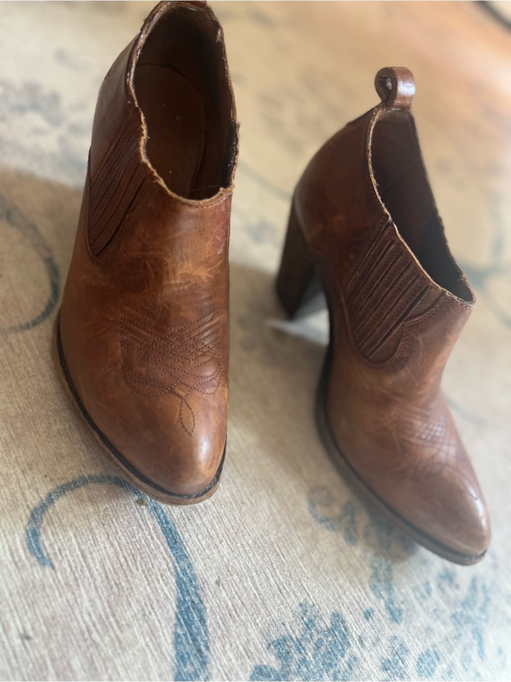 Frye Brown Leather Western Ankle Boots - Picture 4 of 8